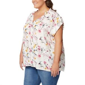 Buffalo David Bitton floral flutter cap sleeve blouse